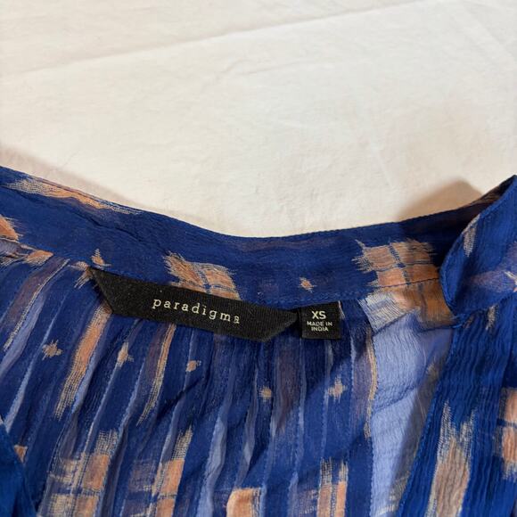 Paradigma women’s sheer 3/4 sleeve blue top. Size XS. 2 layer. Flowy. Workwear - Picture 4 of 6